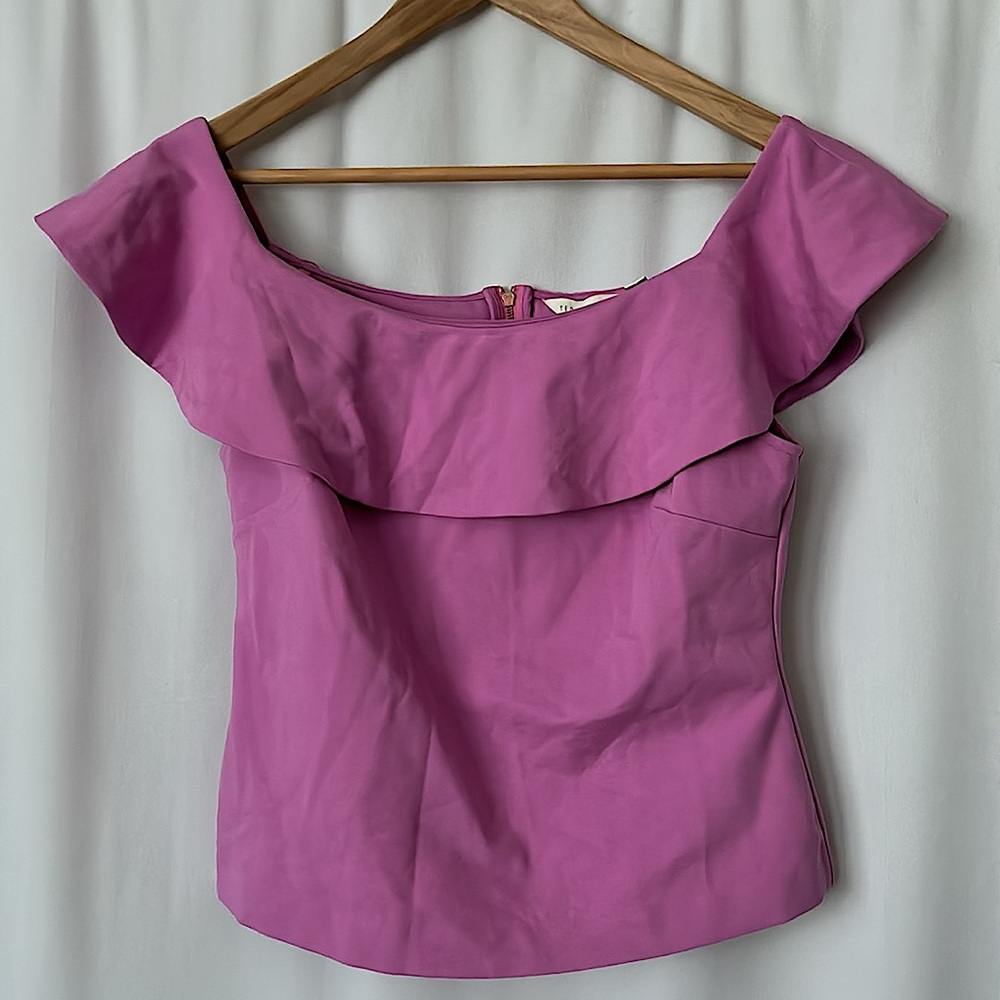 Ted Baker London NWT Pale Pink Frill Detail Bardot Shirt Top **Sz 3/US 8** 🌸🌸 - Picture 3 of 5